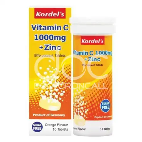 Kordel's Vitamin C 1000mg + Zinc Effervescent (Orange Flavour) Tablet 10s