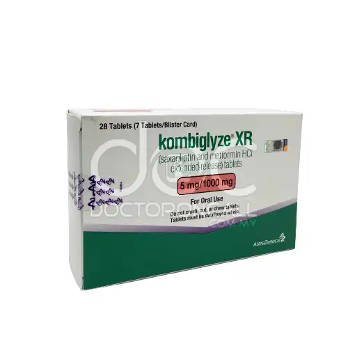 Kombiglyze XR (Metformin + Saxagliptin) 5mg/1000mg Tablet 28s (Box)