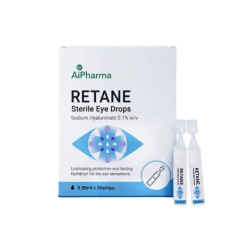 Retane Sterile (Sodium Hyaluronate) 0.1% Eye Drop 0.88ml x 30s