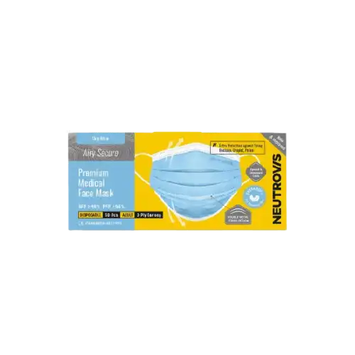 Neutrovis 3Ply Premium Medical Face Mask Adult Ultrasoft 50s Cotton White