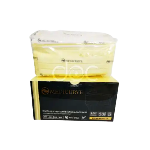 Medicurve Disposable Protective 3 Ply Surgical Face Mask (Yellow) 50s