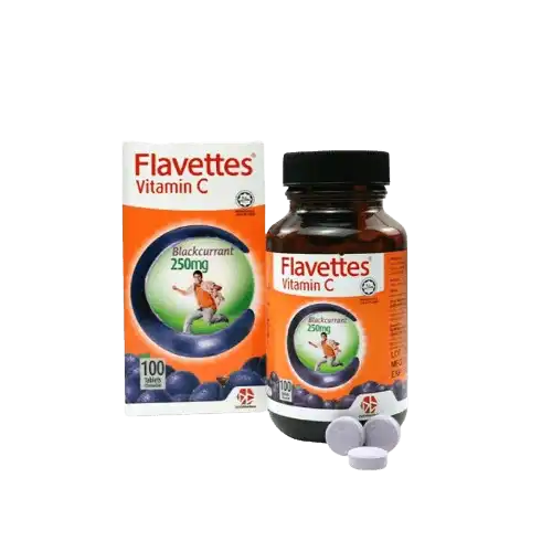 Flavettes Vitamin C 250mg Tablet 100s Blackcurrant