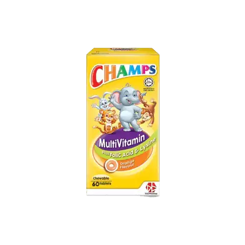 Champs Multivitamins Plus Folic Acid & Lysine - Orange Chewable Tablet 60s