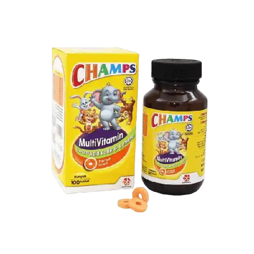 Champs Multivitamins Plus Folic Acid & Lysine - Orange Chewable Tablet 60s
