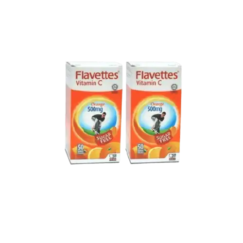 Flavettes Vitamin C 500mg Sugar Free Orange Chewable Tablet 50s