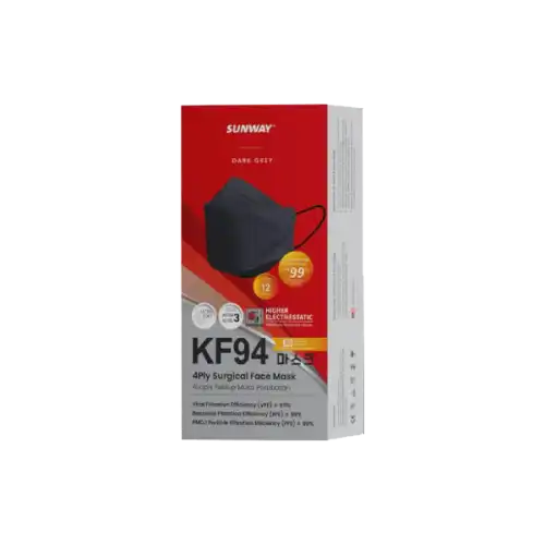 Sunway Kf94 4 Ply Surgical Face Mask (Grey) 12s