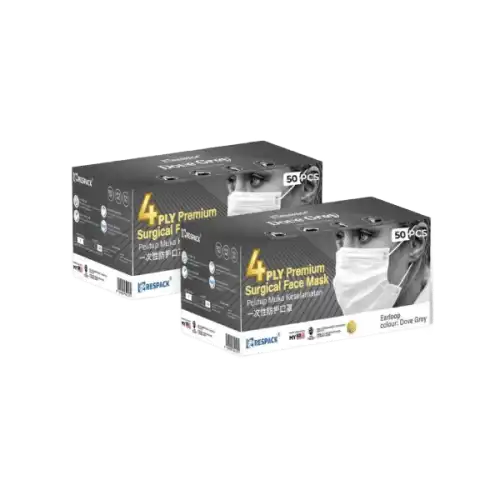 Respack Disposable Face Mask 4 Ply 50s Ash Blue