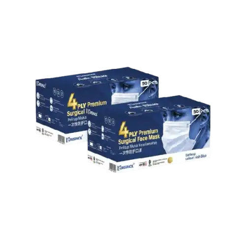 Respack Disposable Face Mask 4 Ply 50s Ash Blue
