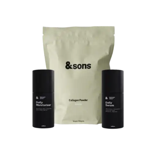 AndSons Healthy Skin Kit For Men (Moisturiser + Vitamin C Serum + Collagen Powder) 1s