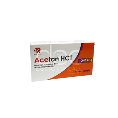 Acetan Hct (Hydrochlorothiazide + Losartan) 100/25mg Tablet 30s (Box)
