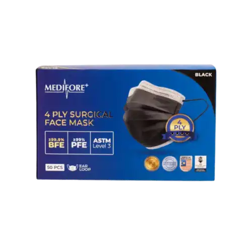 Medifore 4 Ply Surgical Face Mask - Black 1s