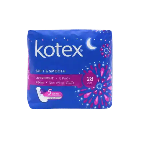 Kotex Soft & Smooth Overnight 28cm Non Wings Pad 8s