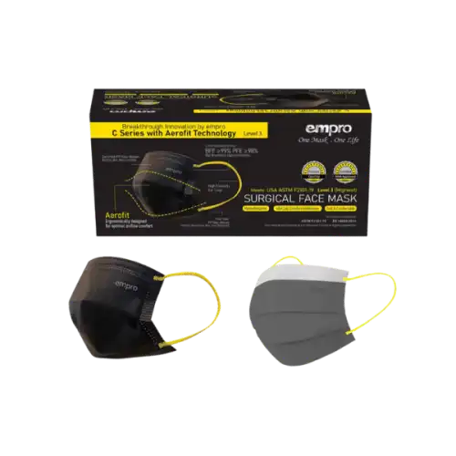 Empro C-series Aerofit 3ply Surgical Face Mask - Black 50s