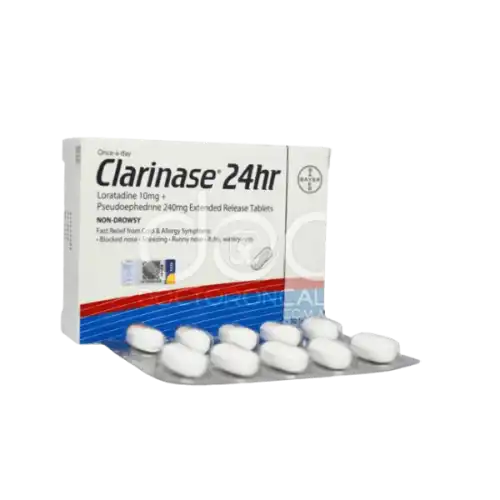 Clarinase (Loratadine + Pseudoephedrine 24hr Tablet 10s (Strip)