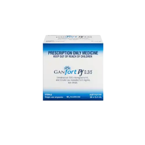 Allergan Ganfort (Bimatoprost + Timolol) Preservative Free Eye Drop 0.4ml 30 Vials (Box)