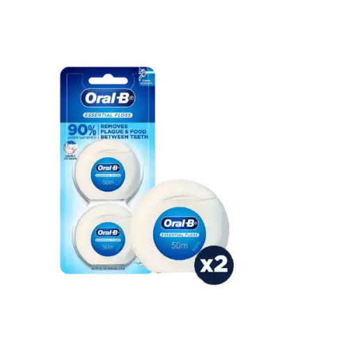 Oral B Mint Waxed Dental Floss 50m x2