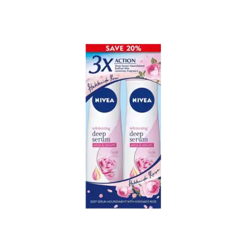 Nivea (Women) Whitening Deep Serum Hokkaido Rose Body Spray 150mlx2
