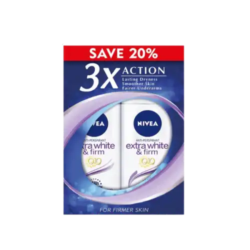 Nivea (Women) Extra White & Firm Q10 Roll On 50ml x2