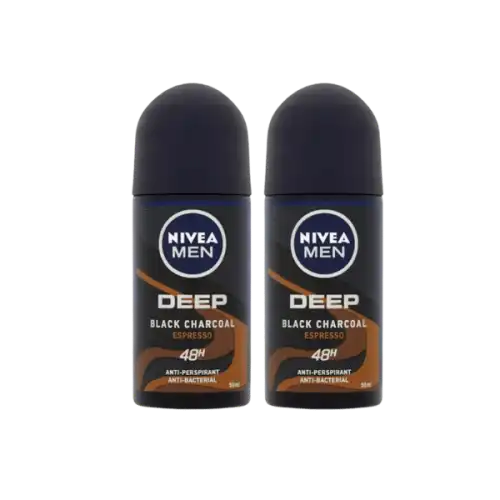 Nivea (Men) Deep Black Charcoal Espresso Roll On 50ml x2