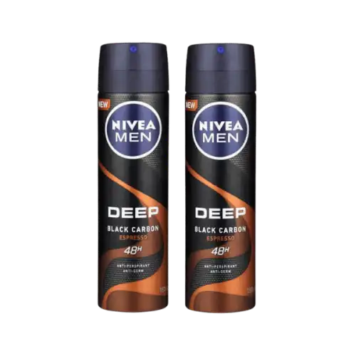 Nivea (Men) Deep Black Charcoal Espresso Body Spray 150mlx2