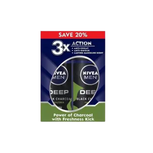 Nivea (Men) Deep Black Charcoal Amazonia Roll On 50mlx2