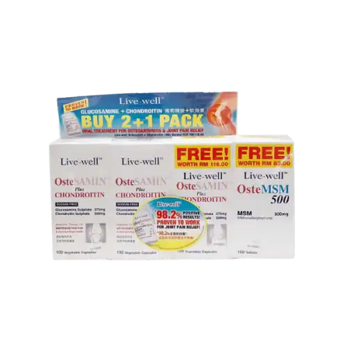 Live-well Ostesamin + Chondroitin & MSM Capsule 100s x3 Free 150s