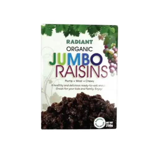 Radiant Organic Jumbo Raisins 250g