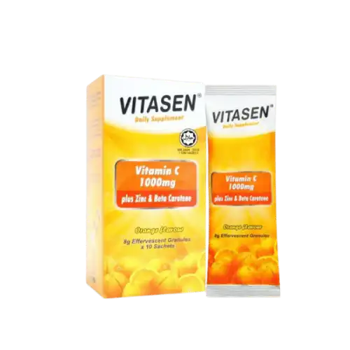 Vitasen Vit C 1000mg Plus Zinc & Beta-Carotene Sachet 10s x4