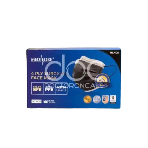 Medifore 4 Ply Surgical Face Mask (Black) 50s