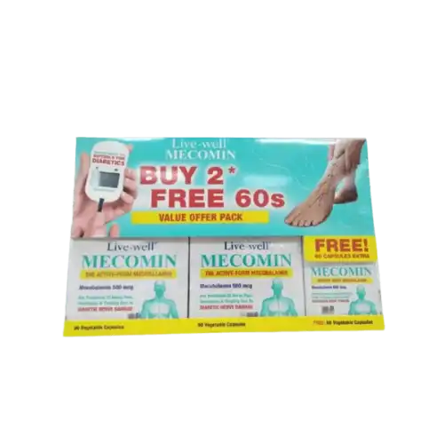 Live-well Mecomin 500mcg Capsule 90s x2 + 60s