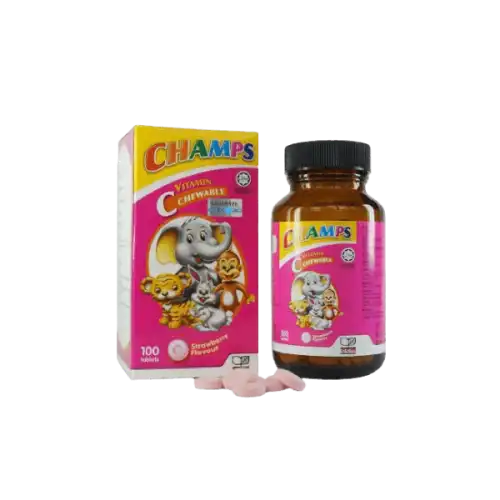 Champs Vitamin C 100mg Chewable Tablet 100s Strawberry