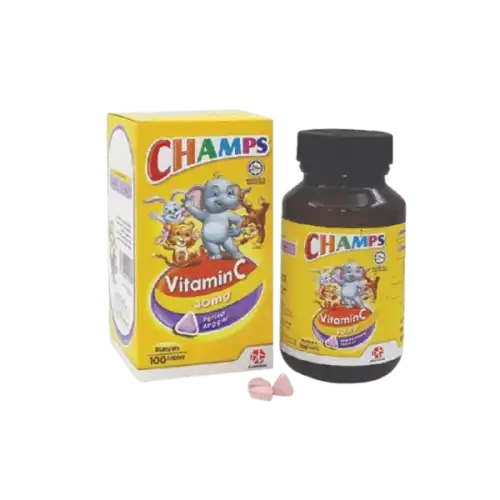 Champs Vitamin C 100mg Chewable Tablet 100s Strawberry