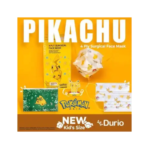 Durio 546K Pokemon Kids 4 Ply Surgical Face Mask 40s Pikachu
