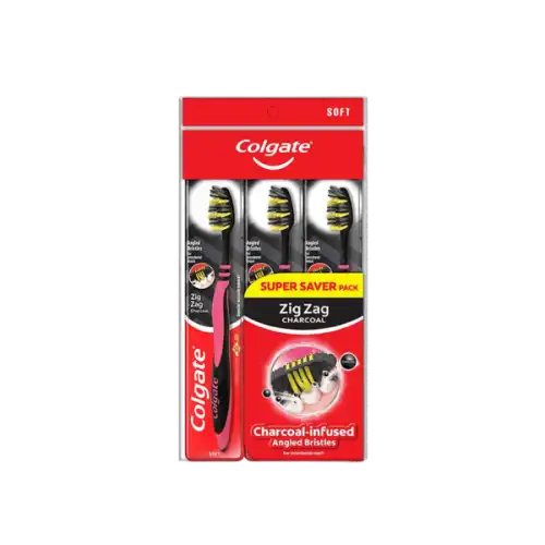 Colgate Zig Zag Charcoal (Small) Toothbrush B2F1 (3's)