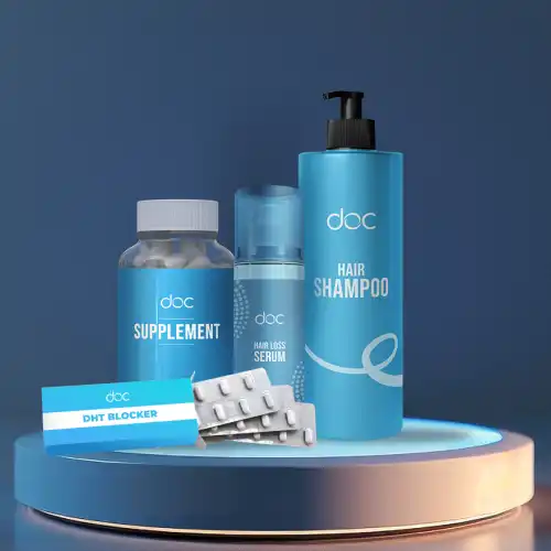 Four-Step Solution: Defend, Cleanse, Nourish, Restore (Finasteride + Hair Growth Serum + Supplement + Shampoo) Bundle