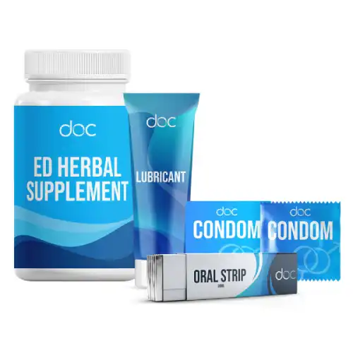 Doctor Certified Action Formula (Oral Strip 20mg + ED Herbal Supplement + Condom + Lubricant) Bundle