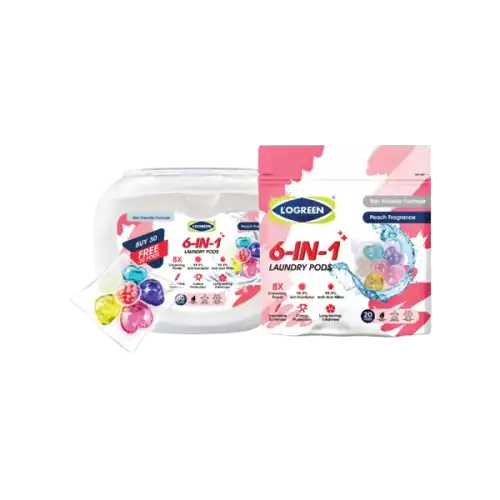 Logreen Laundry Pods 6 In 1 Peach 50s (Box)