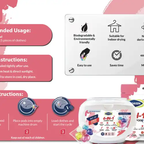 Logreen Laundry Pods 6 In 1 Peach 50s (Box)