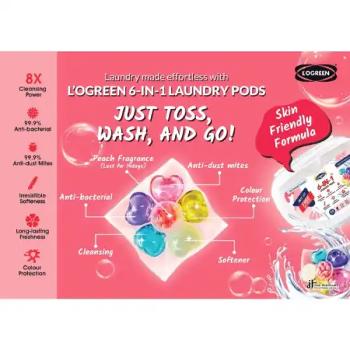 Logreen Laundry Pods 6 In 1 Peach 50s (Box)