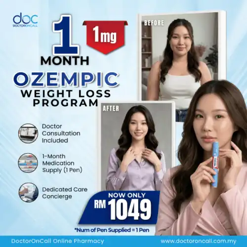  Ozempic Weight Loss Program (Clinician Guided) 0.25, 0.5 mg (3 Months Save RM150)
