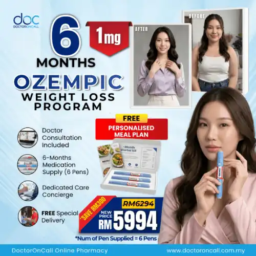  Ozempic Weight Loss Program (Clinician Guided) 0.25, 0.5 mg (3 Months Save RM150)