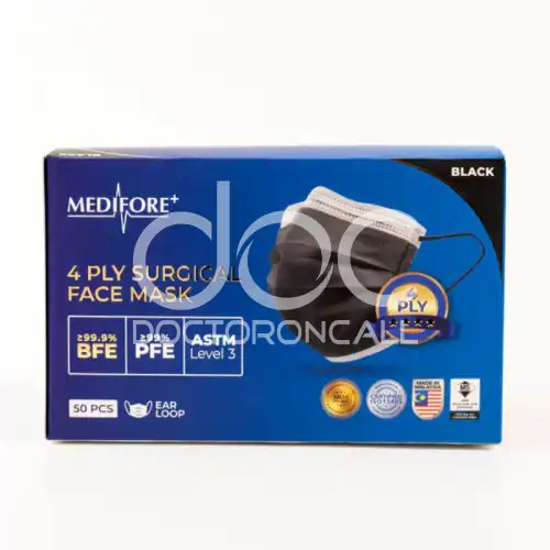 Medifore 4 Ply Surgical Face Mask (Black) 50s