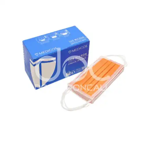 Medicos 4Ply Ultrasoft Sub Micron Surgical Face Mask 50s Amber Orange