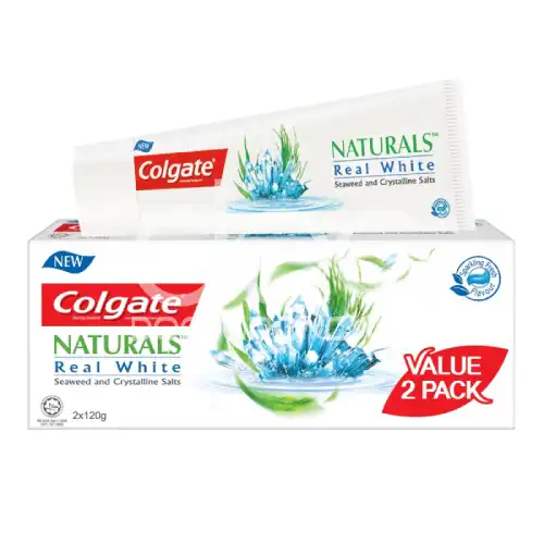 Colgate Naturals Real White Seaweed & Salts Toothpaste 2x120g