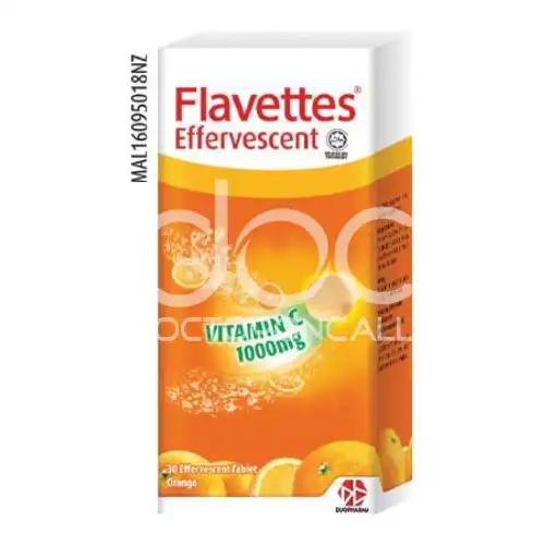 Flavettes Vitamin C 1000mg Effervescent Tablet 30s Orange 