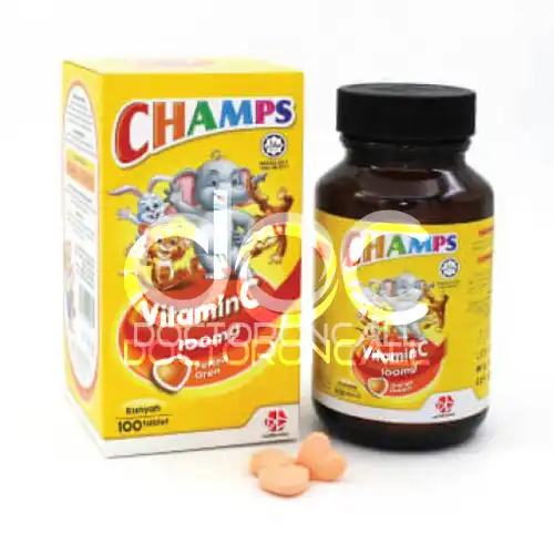 Champs Vitamin C 100mg Chewable Tablets (Orange) 2x100s